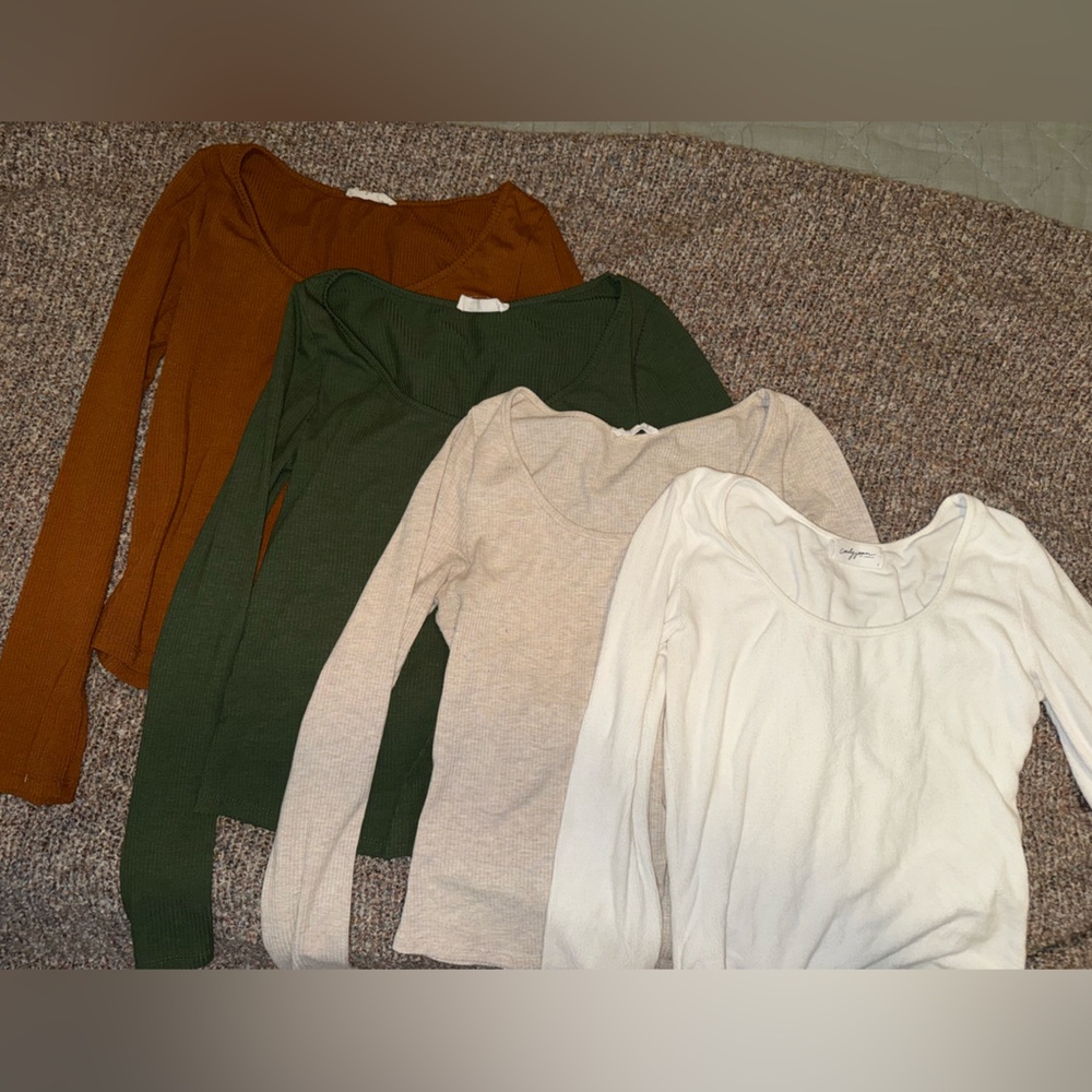 CJ's Favorite Ribbed Long Sleeve Bundle- White, Beige, Green, Brown
